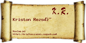 Kriston Rezső névjegykártya